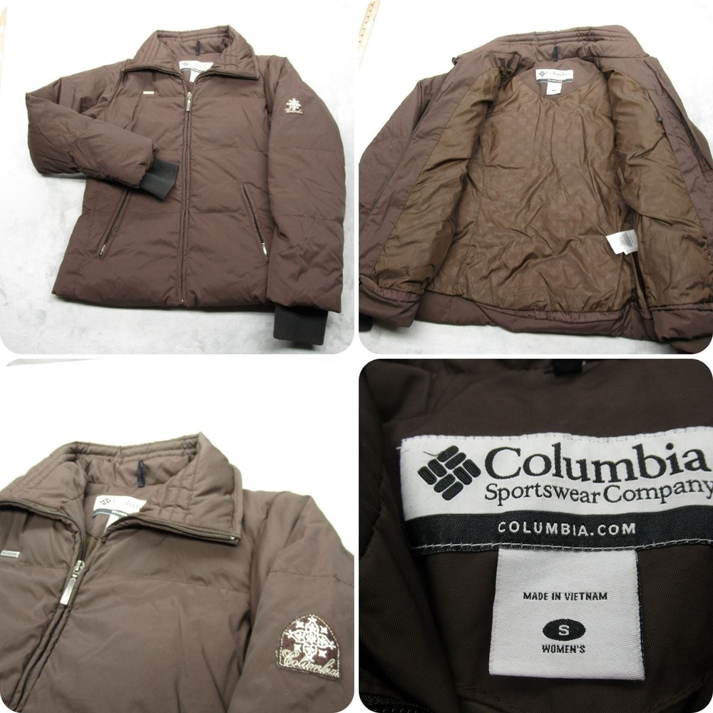 Columbia Down Jacket Women Small Brown Puffer Quilted Insulated Water Resistant